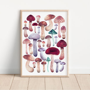 Wilde paddenstoelen waterverf poster