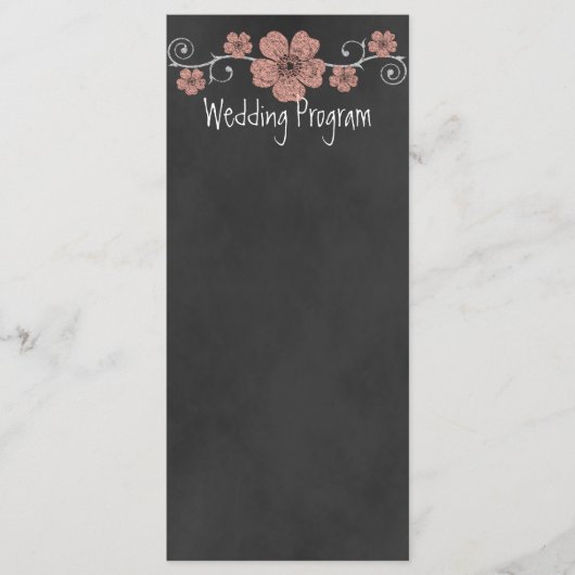 Wilde Peach Rozen Chalkboard Wedding Program Kaart (Voorkant)