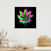 Wilde Plant Leafs - neonkleurig + uw ideeën Poster (Keuken)