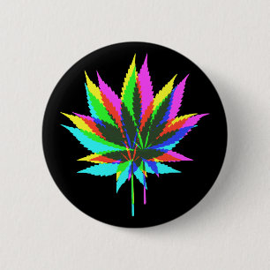 Wilde Plant Leafs - neonkleurig + uw ideeën Ronde Button 5,7 Cm