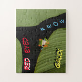 Wilde puzzel: Kute kleurige kikker Legpuzzel (Verticaal)