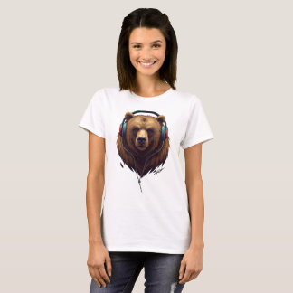 Wilde resonantie – Abstracte beer met koptelefoon T-shirt