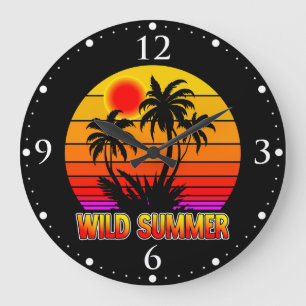 Wilde Retro Zomer Stemmingen met Palmboom Ontwerp Grote Klok