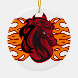 Wilde rode mosterang keramisch ornament