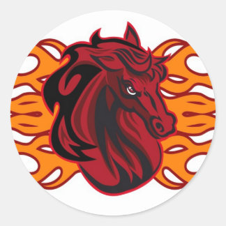 Wilde rode mustang paard ronde sticker