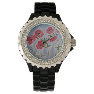 Wilde rode papaver horloge
