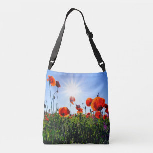 Wilde rode papavers bloemen crossbody tas