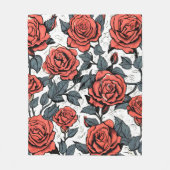 Wilde rode rozen fleece deken (Voorkant)
