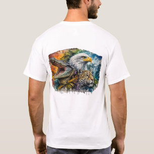 Wilde Roofdieren Artistieke Collage - Adelaar, Lui T-shirt