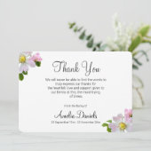 wilde Roos begrafenis bedankkaart Kaart (Staand voorkant)