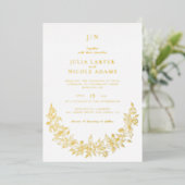 Wilde Roos Bloemblaadjes Tuin Affaire Trouwen Folie Uitnodiging (Staand Voorkant)