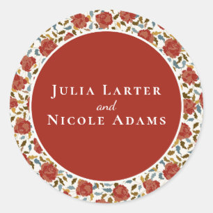 Wilde Roos Bloemblaadjes Tuin Affaire Trouwen Ronde Sticker