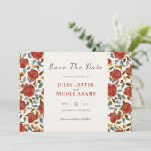 Wilde Roos Bloemblaadjes Tuin Affaire Trouwen Save The Date (Staand voorkant)