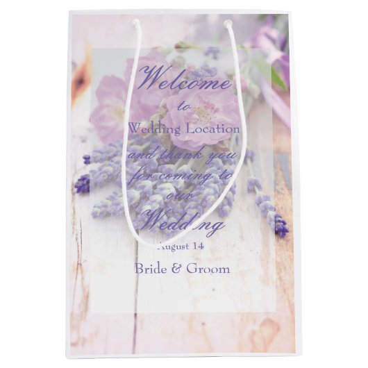 Wilde Roos en lavender Summer Flower Wedding Medium Cadeauzakje (Voorkant)