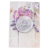 Wilde Roos en lavender Summer Flower Wedding Medium Cadeauzakje (Achterkant)