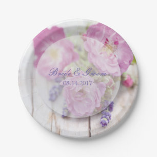 Wilde Roos en lavender Summer Flower Wedding Papieren Bordje