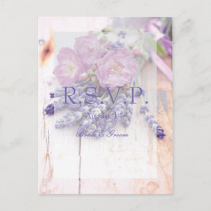 Wilde Roos en lavender Summer Flower Wedding RSVP Uitnodiging Briefkaart