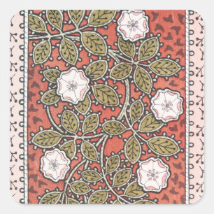 Wilde Roos Kunst Illustratie Bloem Vintage Vierkante Sticker