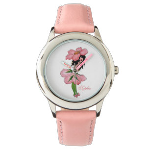 Wilde Roos Kutbloem Kind Floral Funny Girl Horloge