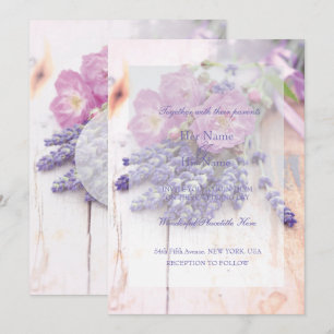 Wilde Roos & Lavendel Zomer Bloemen Bruiloft Kaart