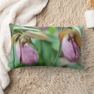Wilde Roze Vrouwenschoen Orchidee Paar Kussen