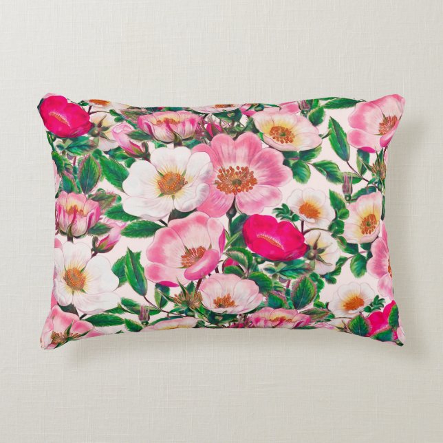Wilde Rozen Accent Kussen (Voorkant)