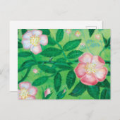 Wilde rozen bloemen feestdagenkaart (Voorkant / Achterkant)