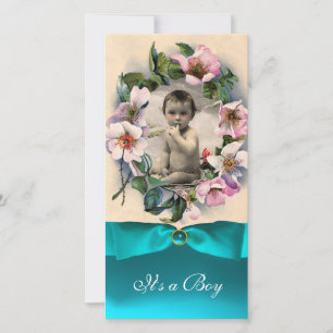 WILDE ROZEN EN BLAUW LINT BABY SHOWER AANKONDIGING