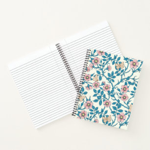 Wilde rozen en vlinders /roze/blauw/crème notitieboek