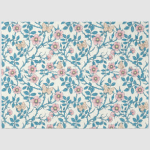 Wilde rozen en vlinders /roze/blauw/crème tissuepapier