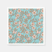 Wilde rozen en vlinders /roze/bruin/pool servet (Voorkant)