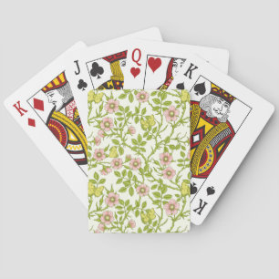 Wilde rozen en vlinders /roze/lichtgroen/geel pokerkaarten