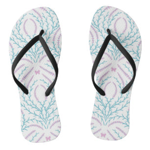 Wilde rozen en vlinders /roze/lichtgroen/geel teenslippers