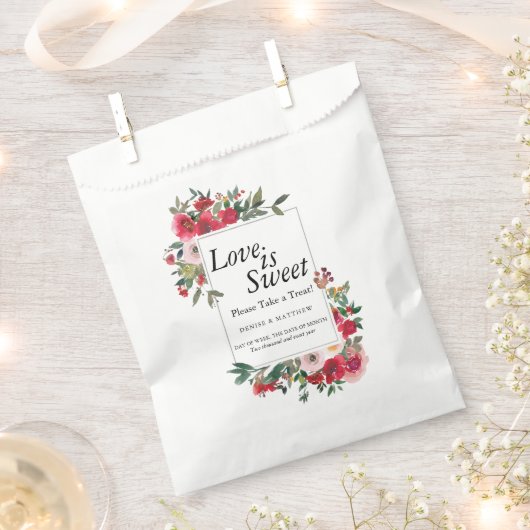 Wilde Rozen Favor Bag Bedankzakje (Geknipt)