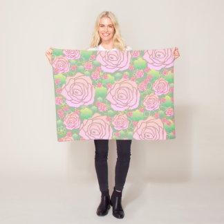 Wilde Rozen Fleece Deken