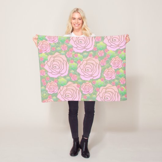 Wilde Rozen Fleece Deken (In situ)