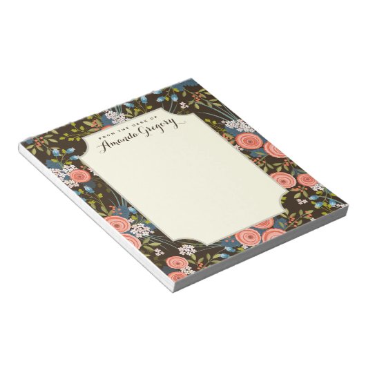 Wilde Rozen Floral Garden - Aangepaste Blocnote (Schuin)