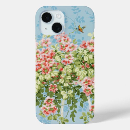 WILDE ROZEN ,GROENE BLADEREN ,VLIEGENDE VOGEL IN B Case-Mate iPhone CASE (Achterkant)