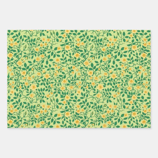 Wilde rozen in geel en groen inpakpapier vel (Voorkant 3)