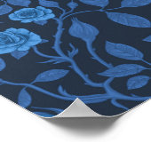 Wilde rozen in het blauw poster (Hoek)