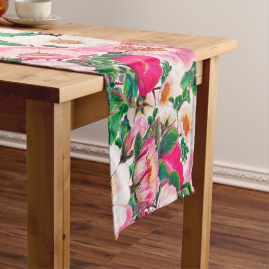 Wilde Rozen Korte Tafelloper (Voorbeeld)