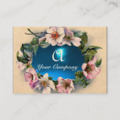 WILDE ROZEN MET AQUA BLUE GEM STONE MONOGRAM VISITEKAARTJE (Achterkant)