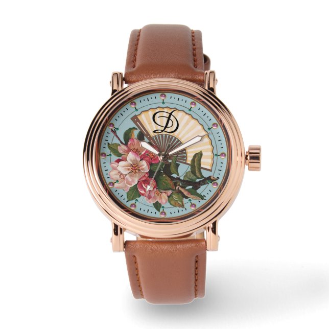 WILDE ROZEN MET FAN MONOGRAM HORLOGE (Voorkant)
