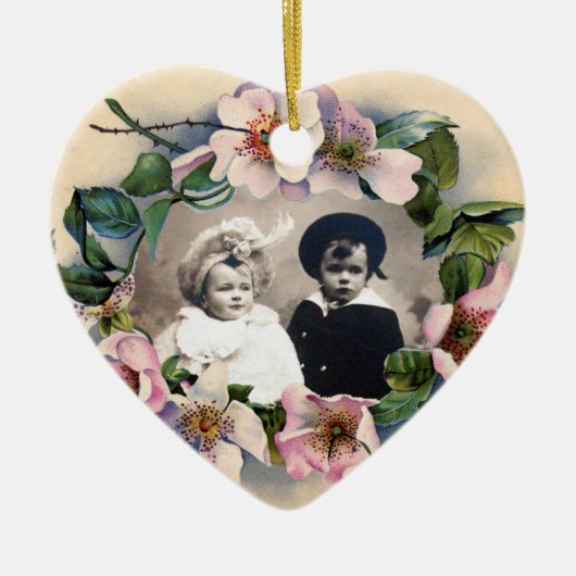 WILDE ROZEN MET GEM STONE MONOGRAM FOTO TEMPLATE KERAMISCH ORNAMENT (Voorkant)