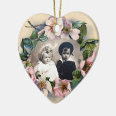 WILDE ROZEN MET GEM STONE MONOGRAM FOTO TEMPLATE KERAMISCH ORNAMENT (Links)