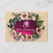 WILDE ROZEN MET PINK FUCHSIA GEM STONE MONOGRAM VISITEKAARTJE (Achterkant)