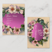 WILDE ROZEN MET PINK PAARS GEM STONE MONOGRAM VISITEKAARTJE (Voorkant / Achterkant)