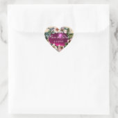 WILDE ROZEN MET ROZE FUCHSIA GEM STONE Save Date Hart Sticker (Tas)