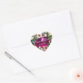 WILDE ROZEN MET ROZE FUCHSIA GEM STONE Save Date Hart Sticker (Envelop)