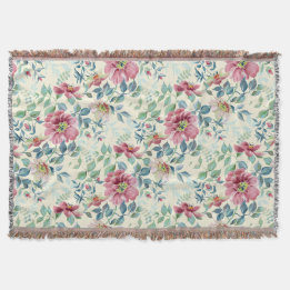 Wilde Rozen Multicolor op Ivoor Gooi Deken